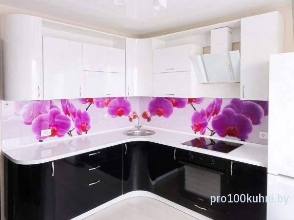 Кухня. Цвет: Белый RAL 9003/RAL 9005. Вид: Угловая. Фасад: Крашенный МДФ.