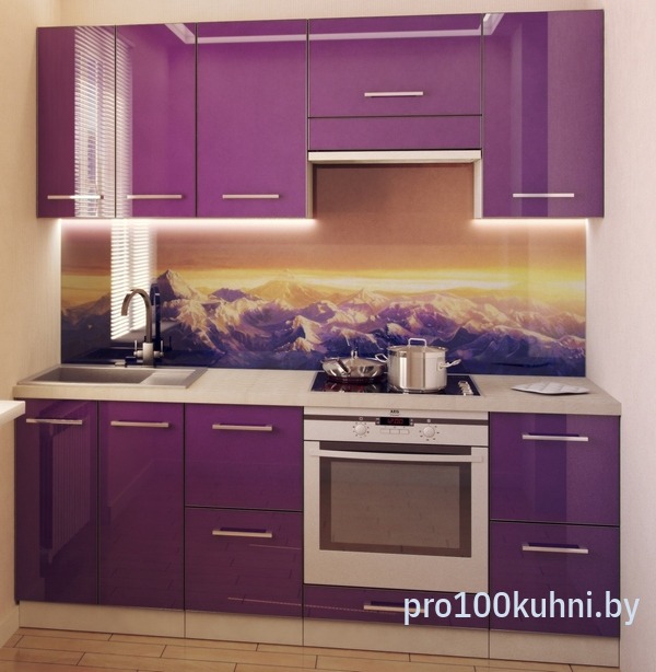 Кухня. Цвет: 0605 Сиреневый. Вид: Прямая. Фасад: Пластик.