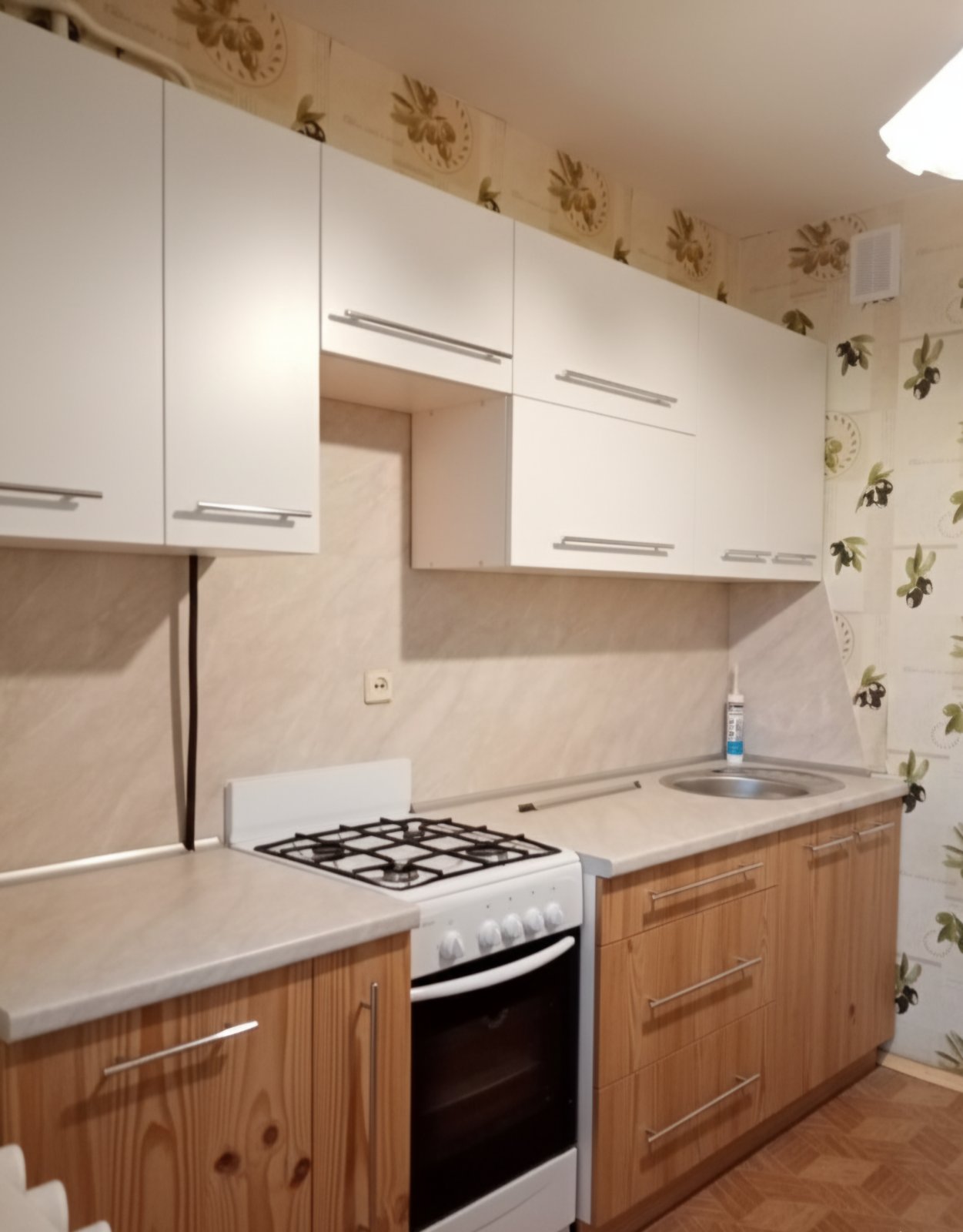 Прямая кухня Эко-стиль 2,3 метра (белый/сосна джексон)