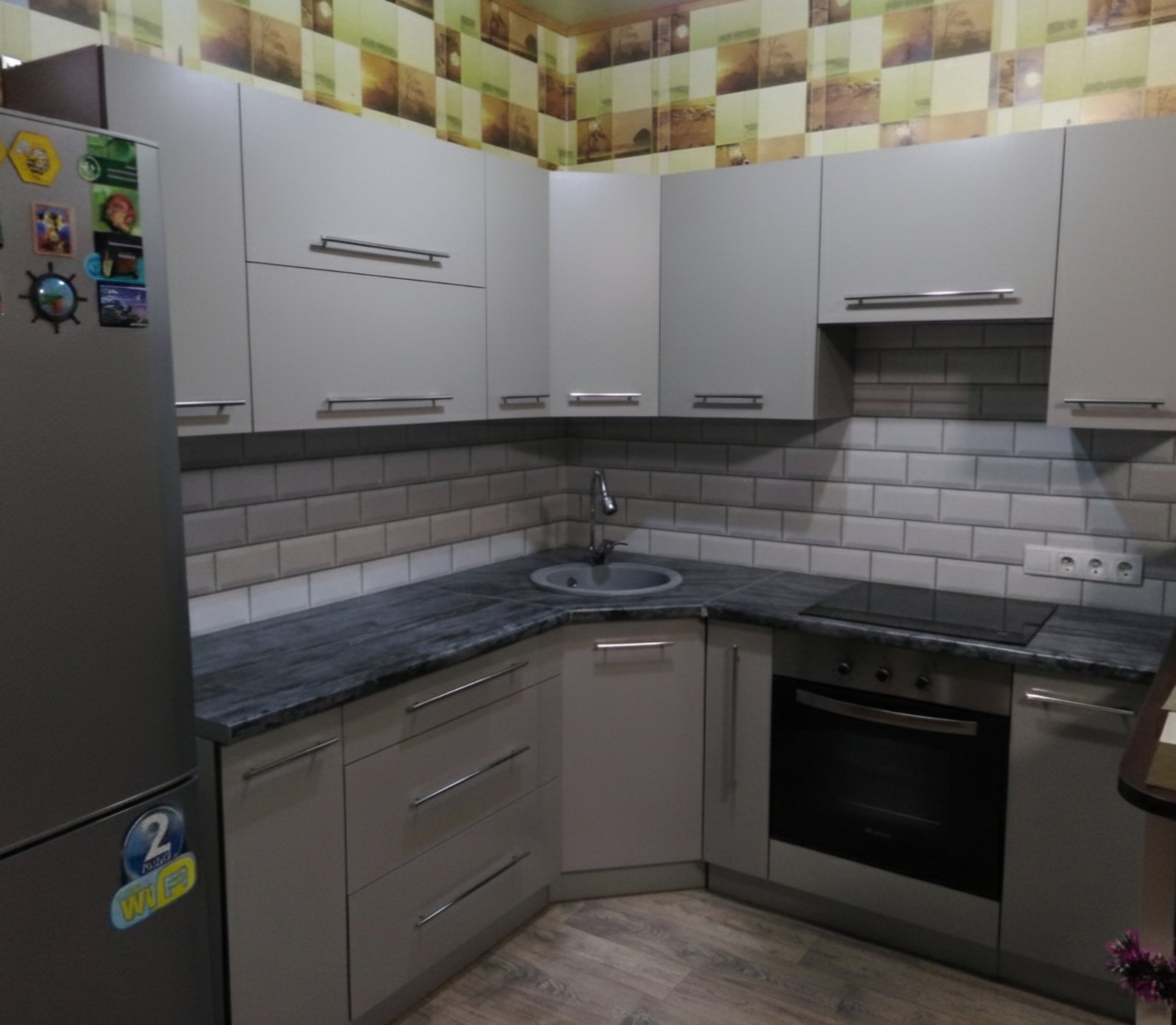 Угловая кухня Сити 4 метра (серый пыльный)