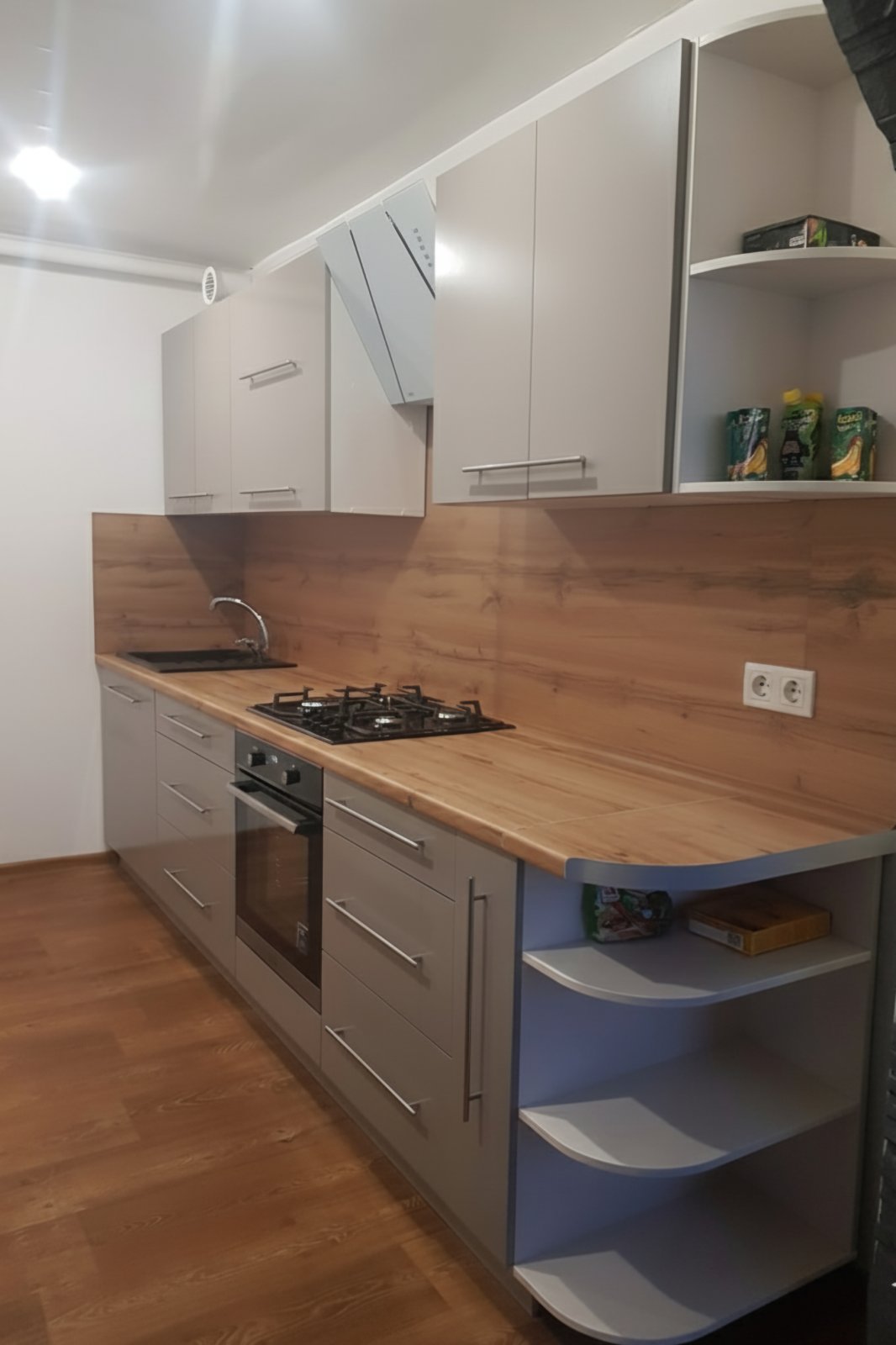 Прямая кухня Рим 3,3 метра (кашемир серый)