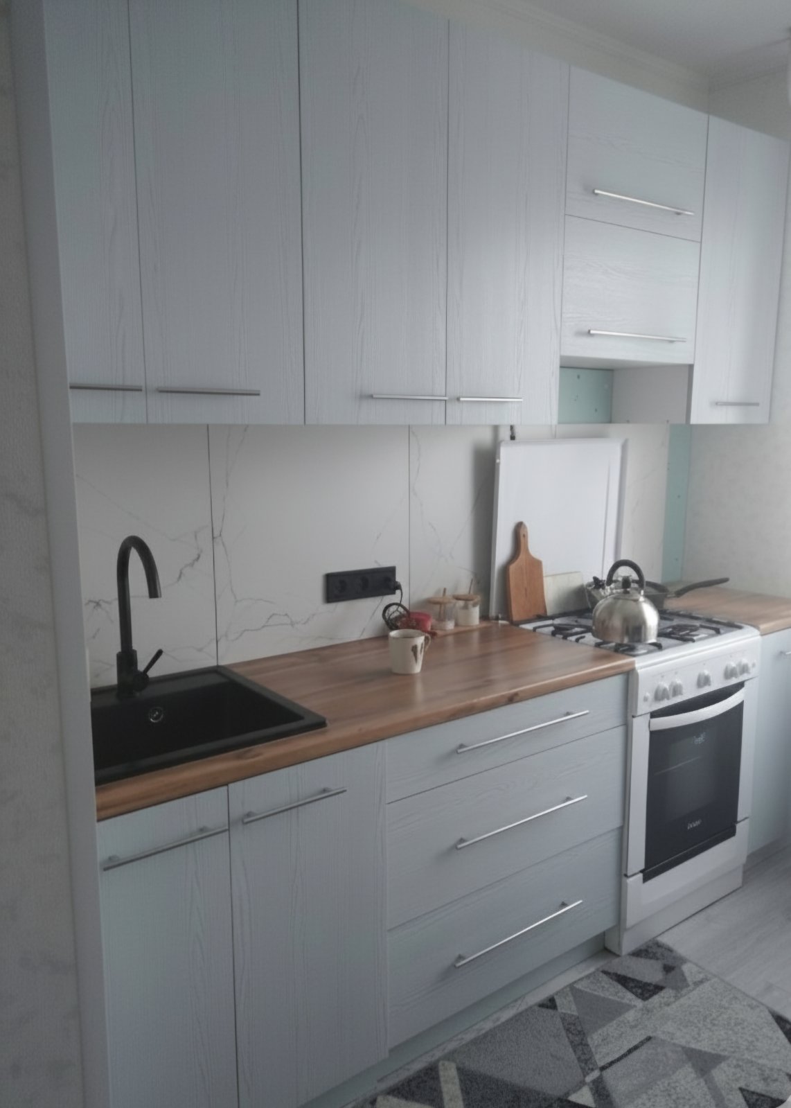 Прямая кухня АртКухня 2,55 метра (ледяное дерево)