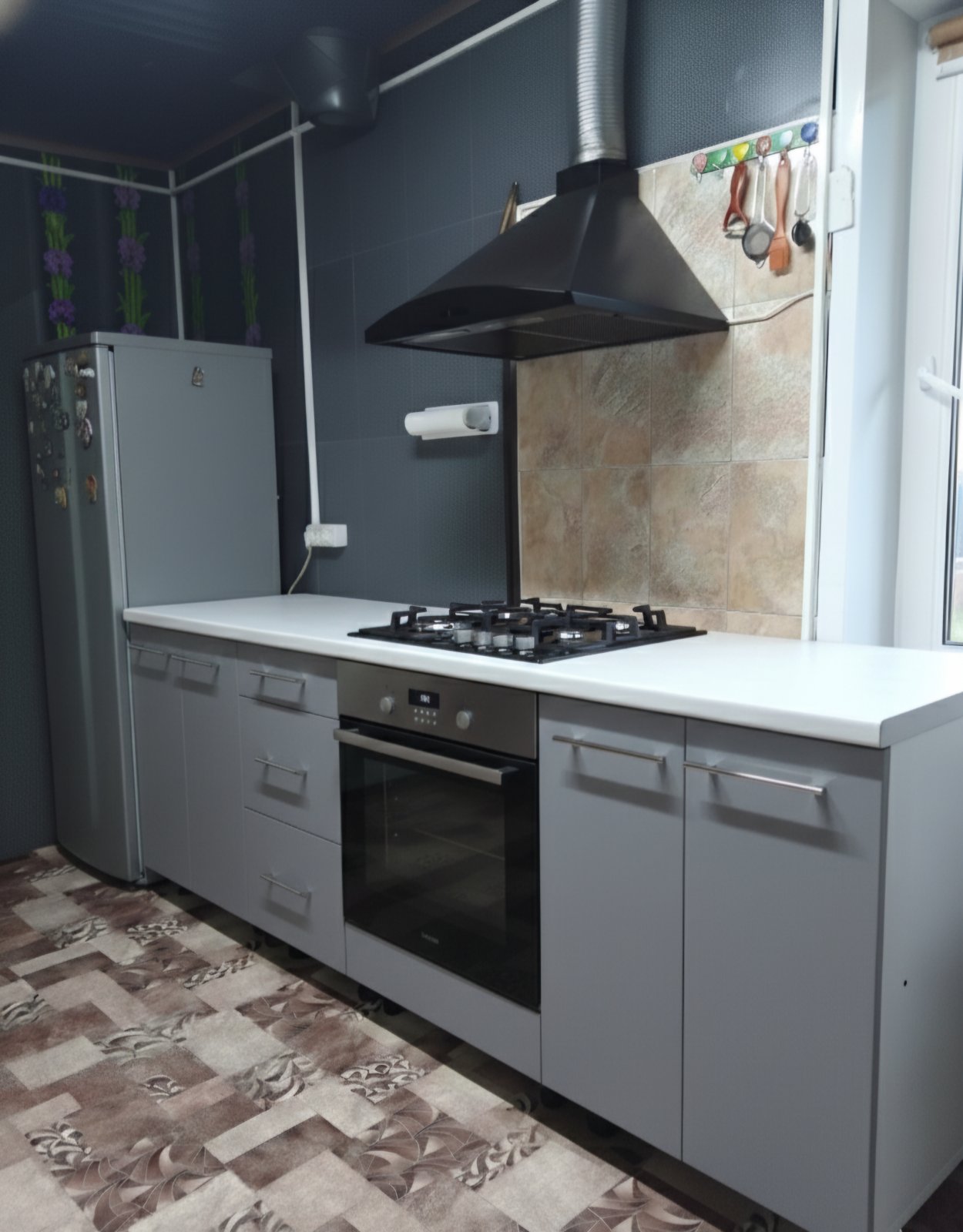 Прямая кухня Марсель 2,2 метра (серый пыльный)