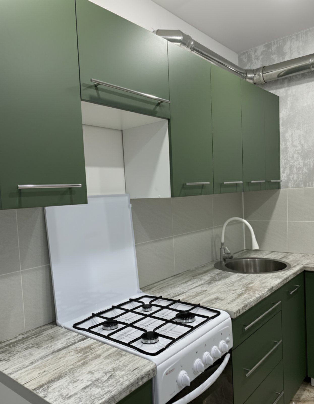 Угловая кухня Модерн 3,55 метра (зеленый самшит)