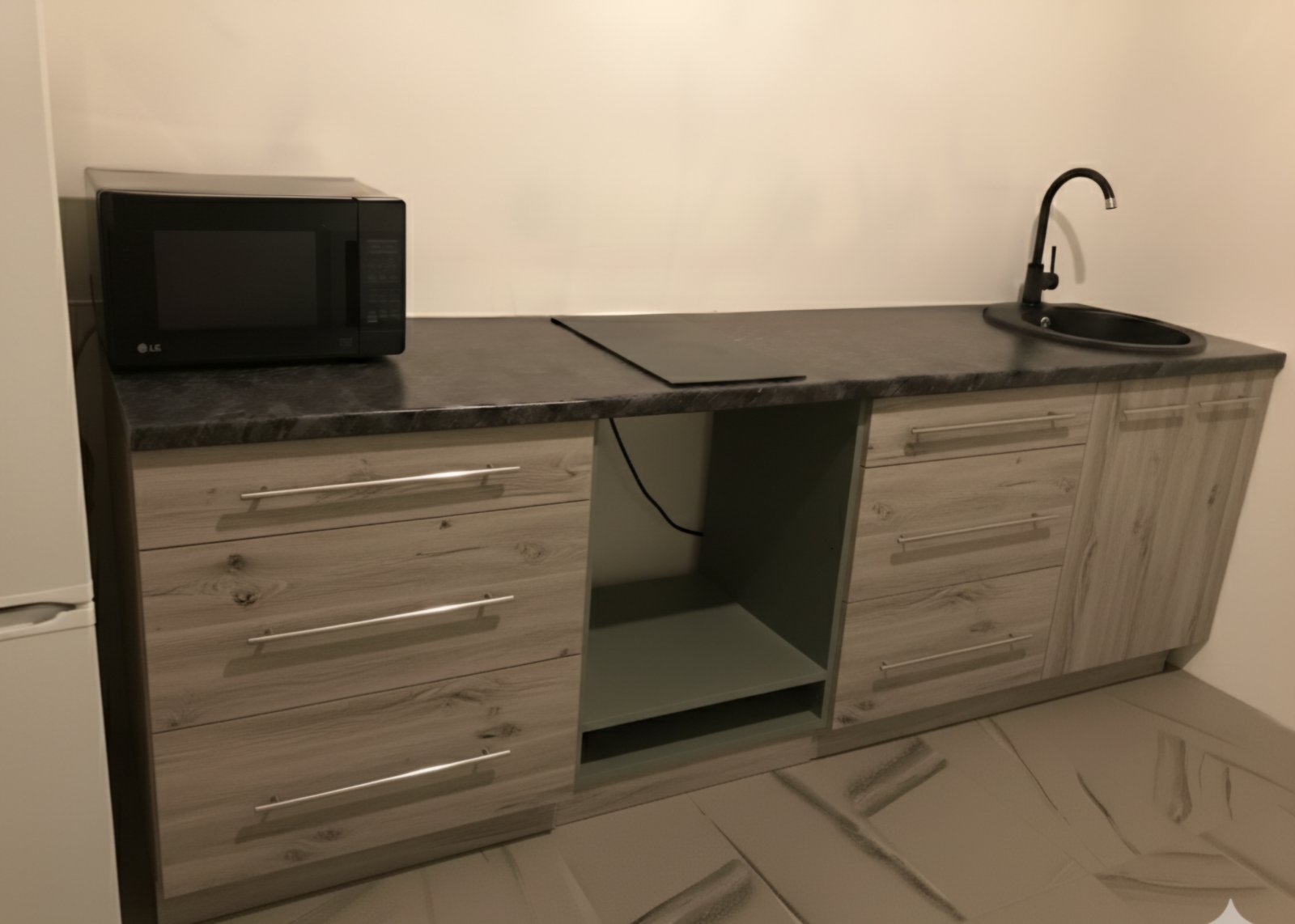 Прямая кухня Сканди 2,6 метра (сосна касцина)