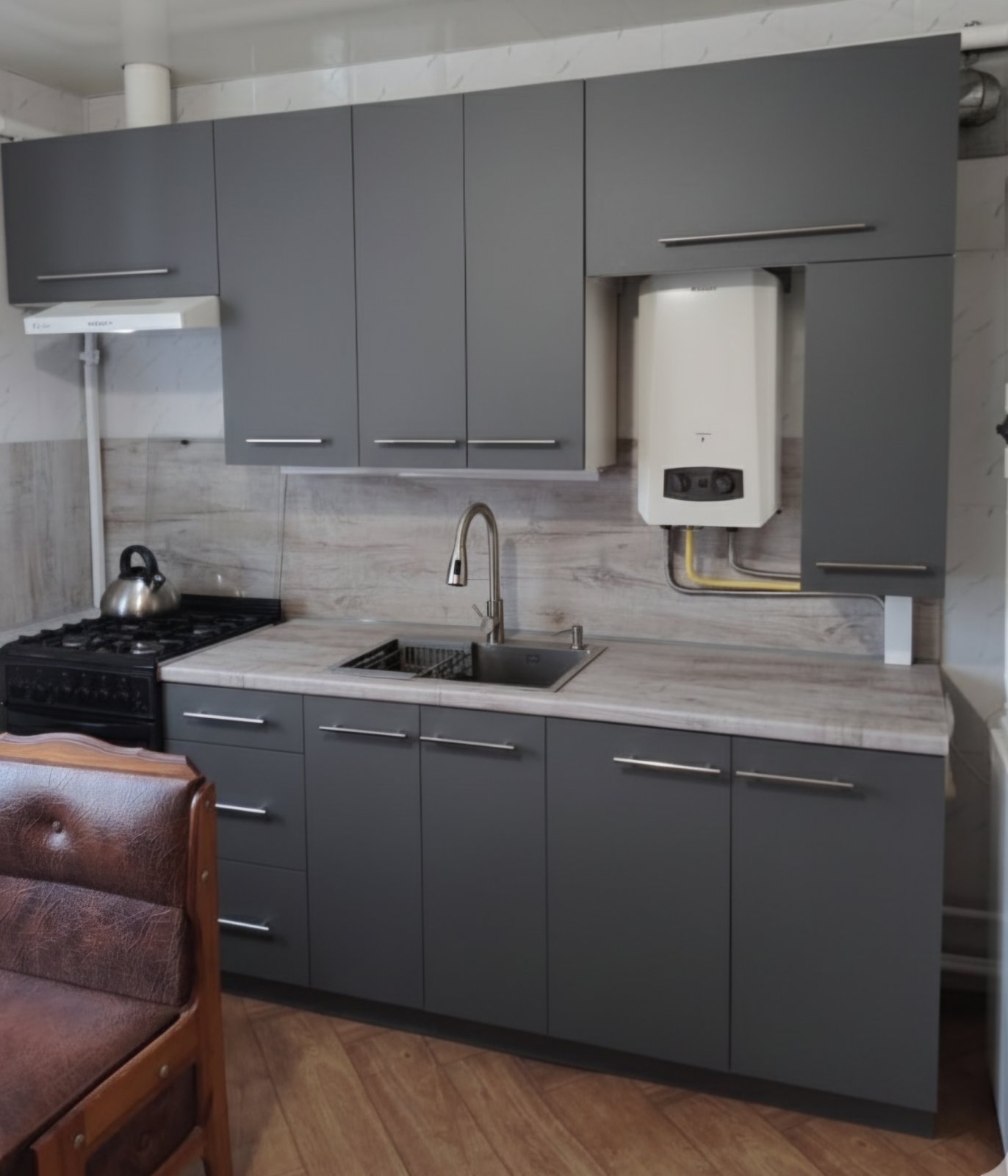 Прямая кухня Вдохновение 2,5 метра (графит)