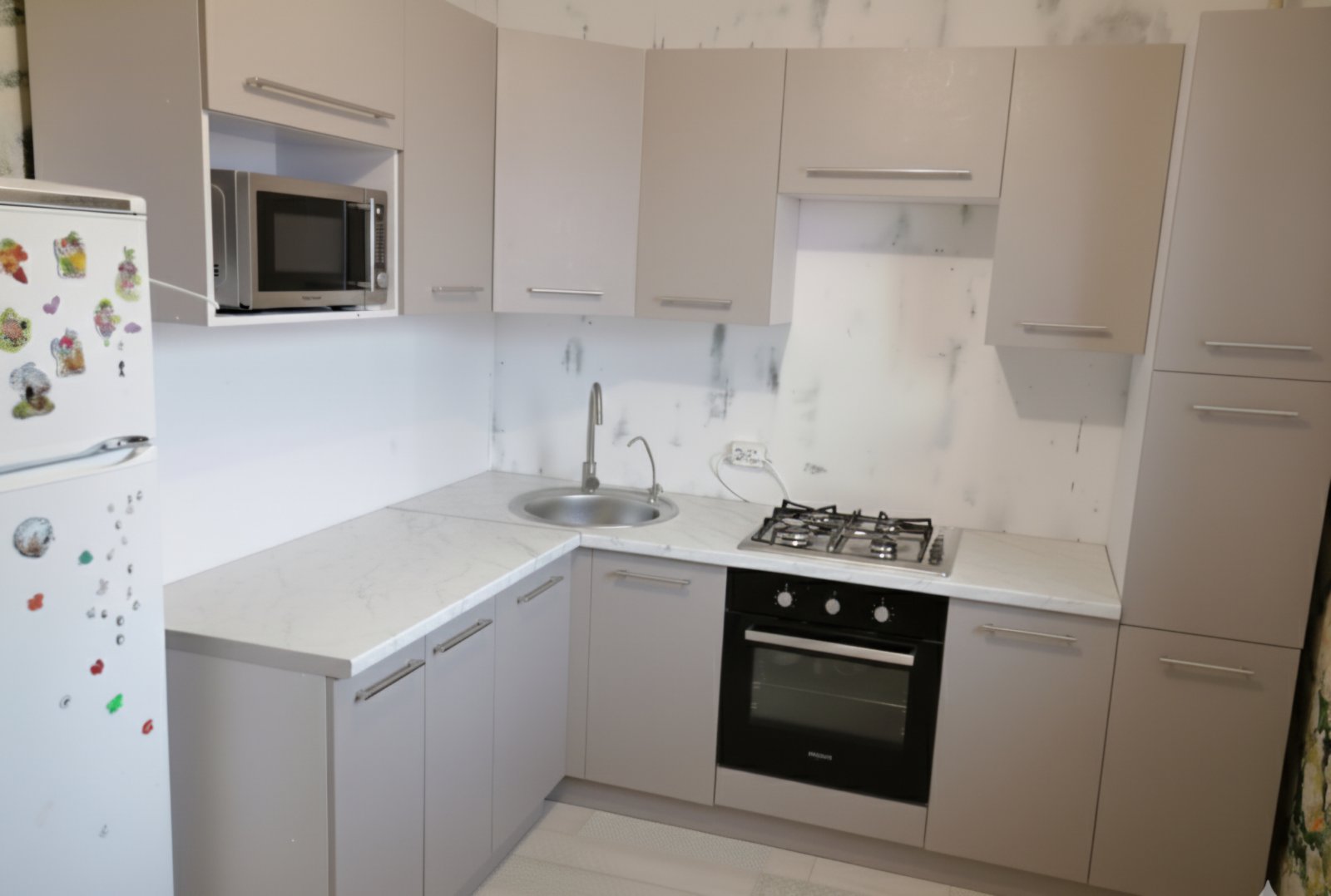 Угловая кухня Лайт 4 метра (кашемир серый)