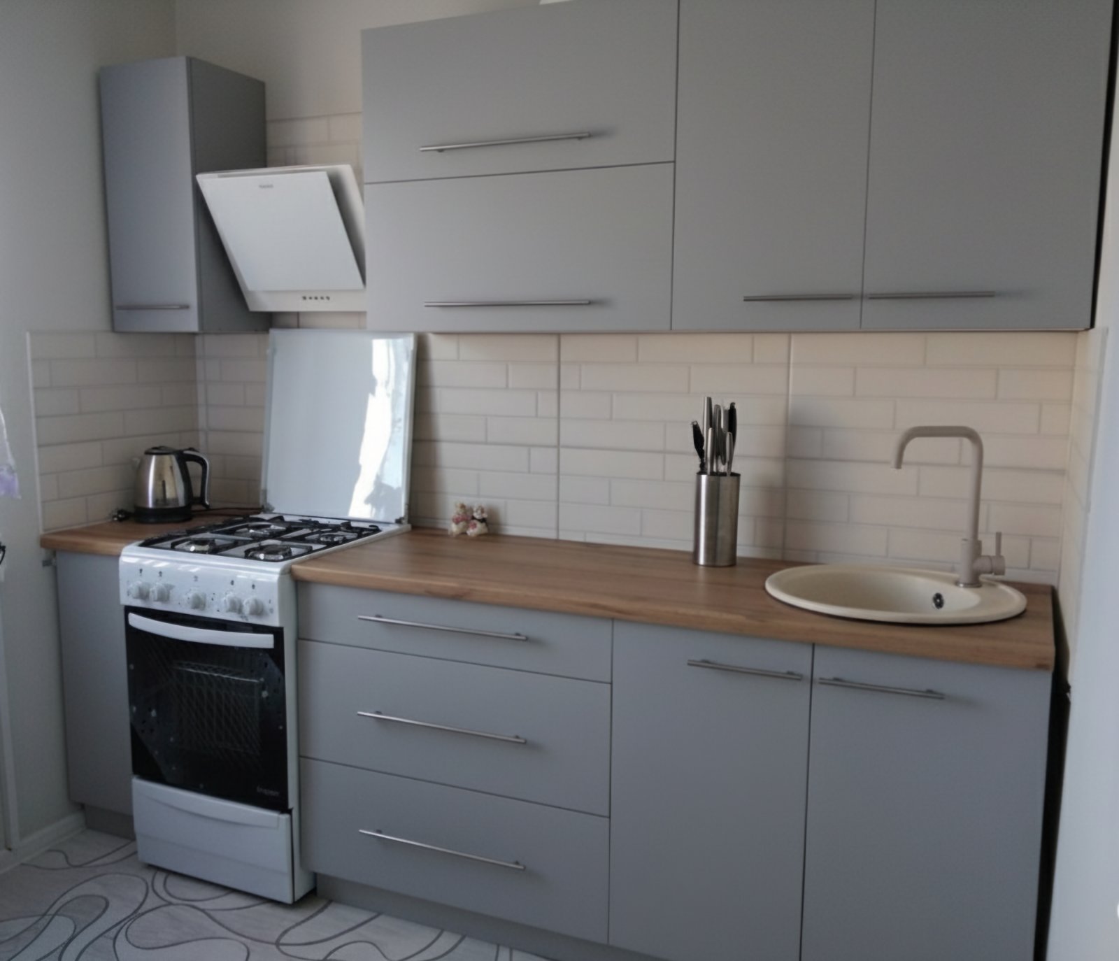 Прямая кухня Алиот 2,4 метра (серый пыльный)