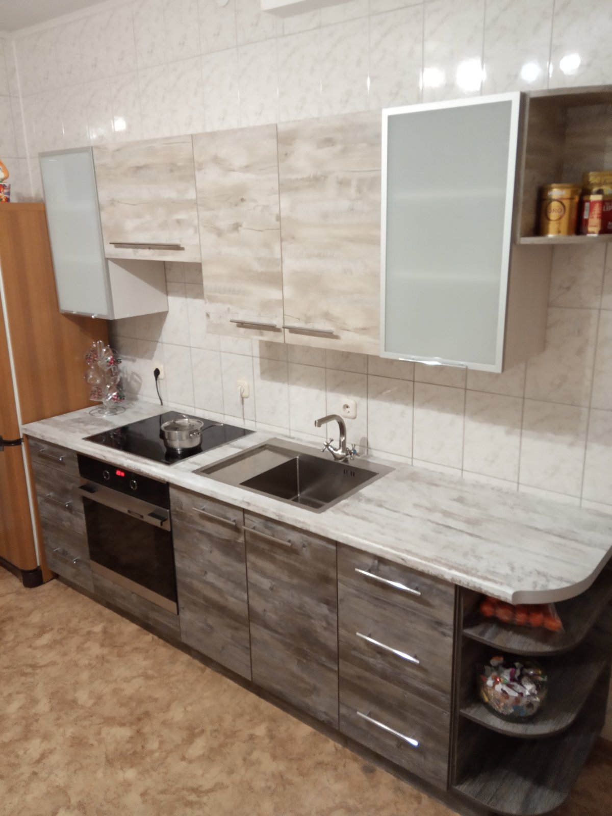 Прямая кухня Минимал 2,5 метра (дуб юкон/сосна джексон)