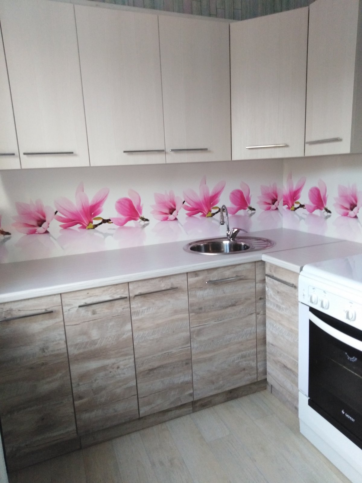 Угловая кухня Ретро 4,5 метра (дуб молочный/дуб юкон)