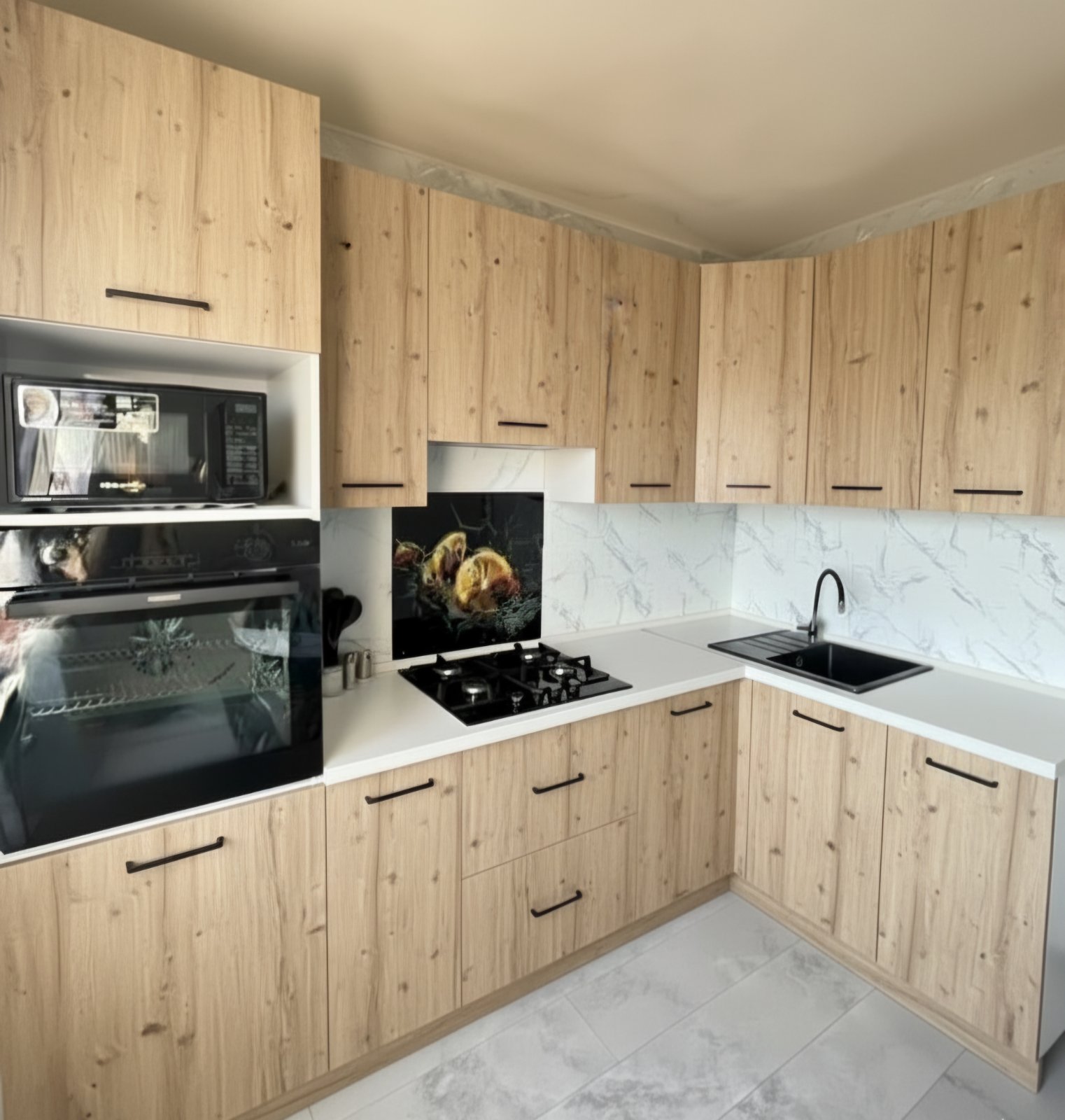 Угловая кухня Городской Лофт 4,2 метра (сосна касцина)