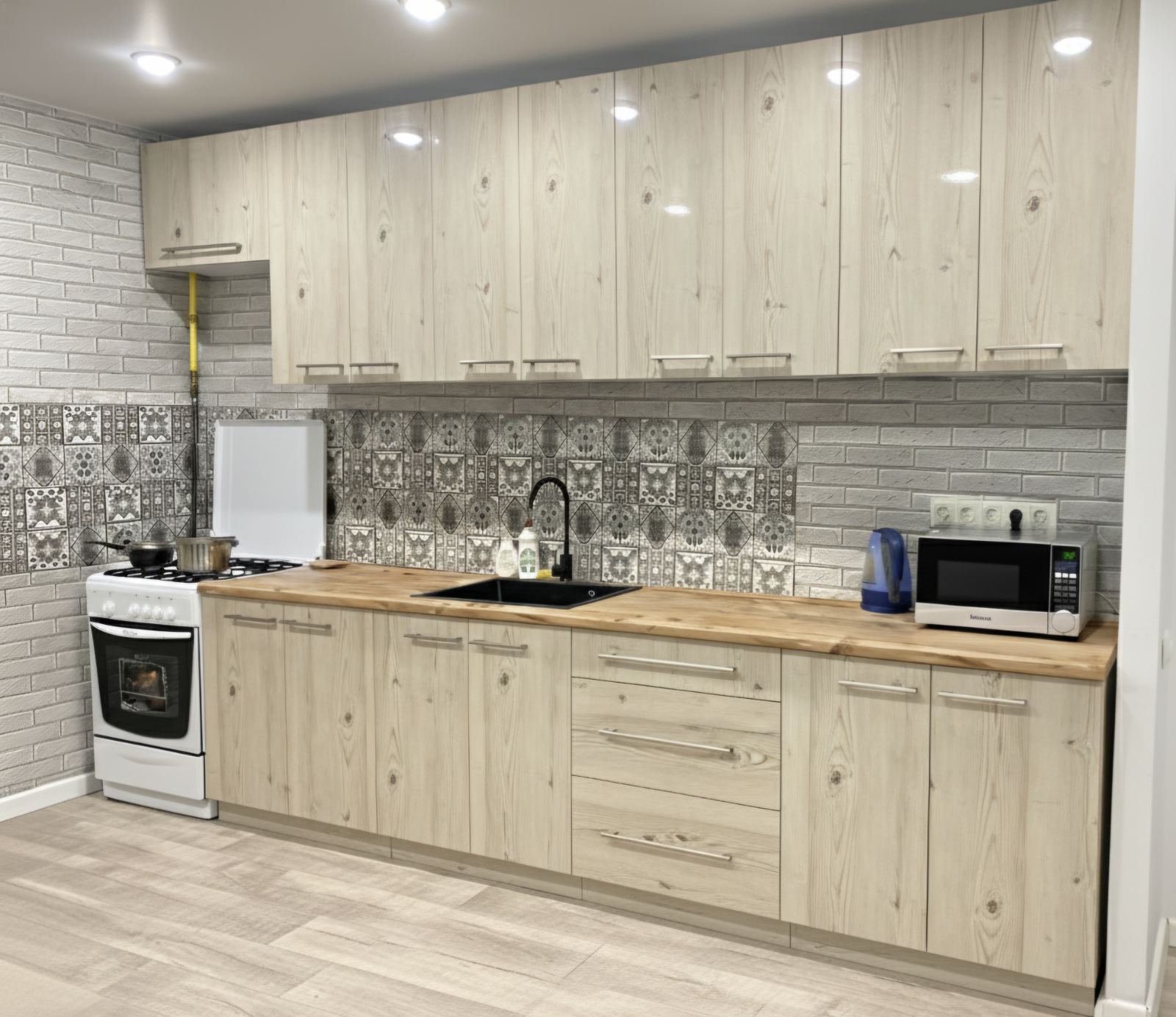 Прямая кухня Лютеция 3,2 метра (сосна касцина)