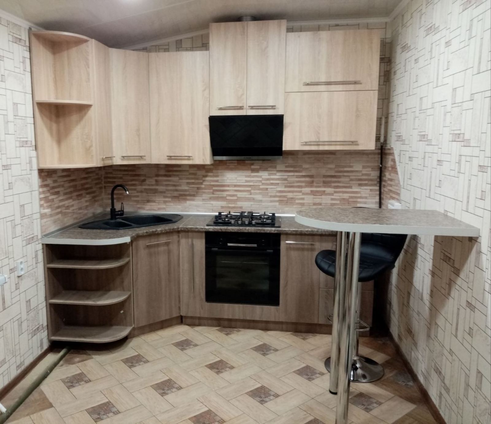 Угловая кухня ЭкоДизайн 3,5 метра (дуб сонома/трюфель)