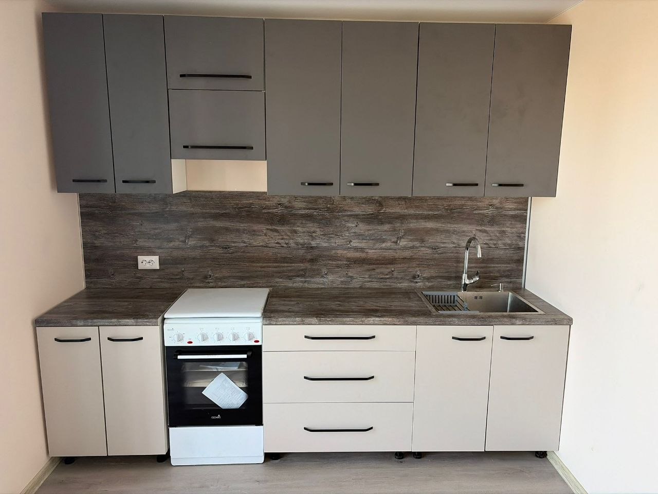 Прямая кухня Грейвуд 2,7 метра (оникс серый/кашемир серый)