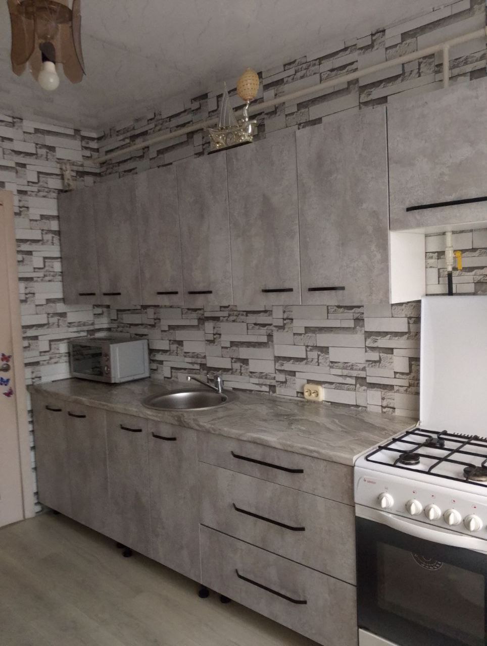 Прямая кухня Биофильный дизайн 3,1 метра (бетон спаркс лайт)