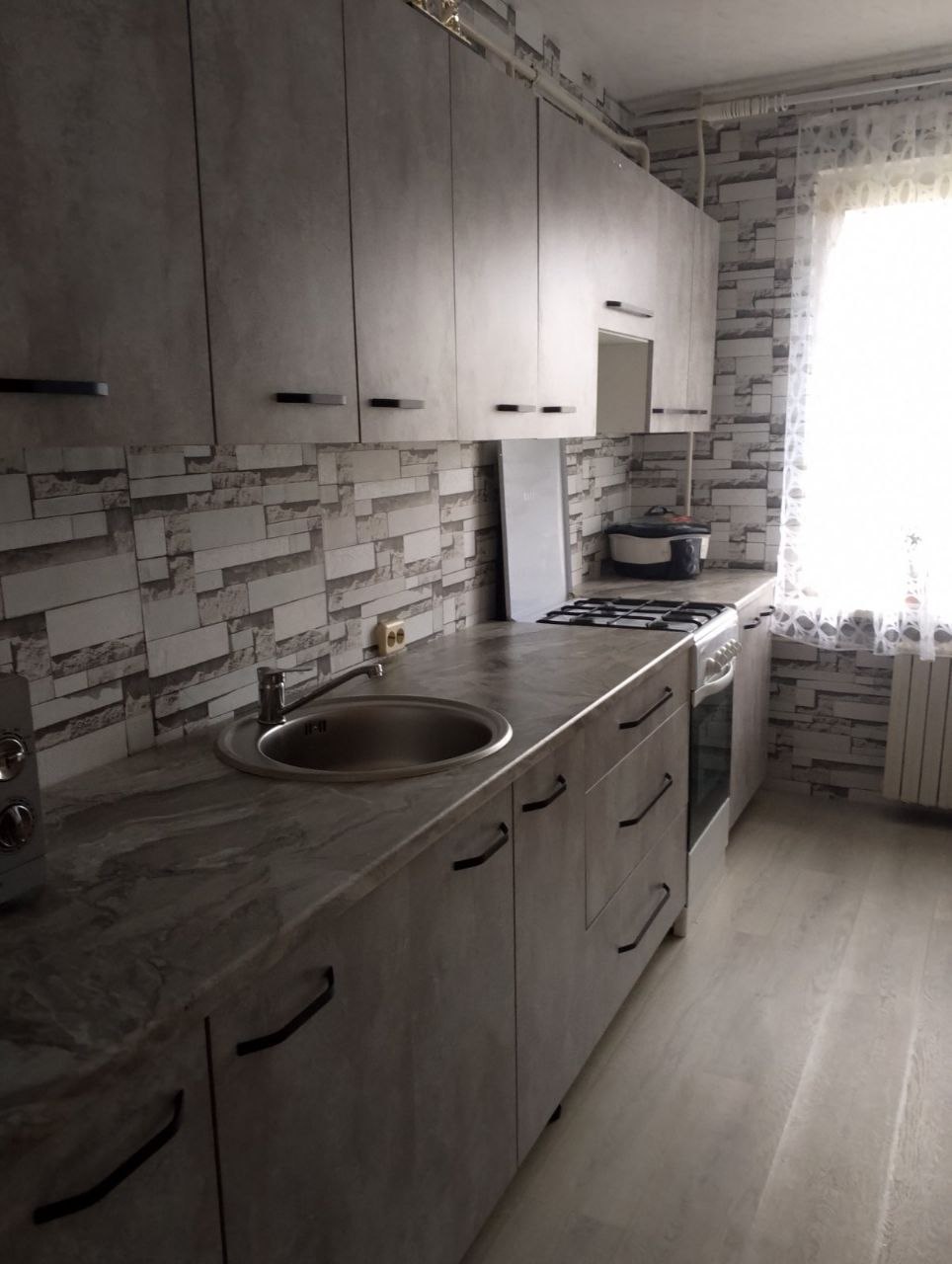 Прямая кухня Биофильный дизайн 3,1 метра (бетон спаркс лайт)