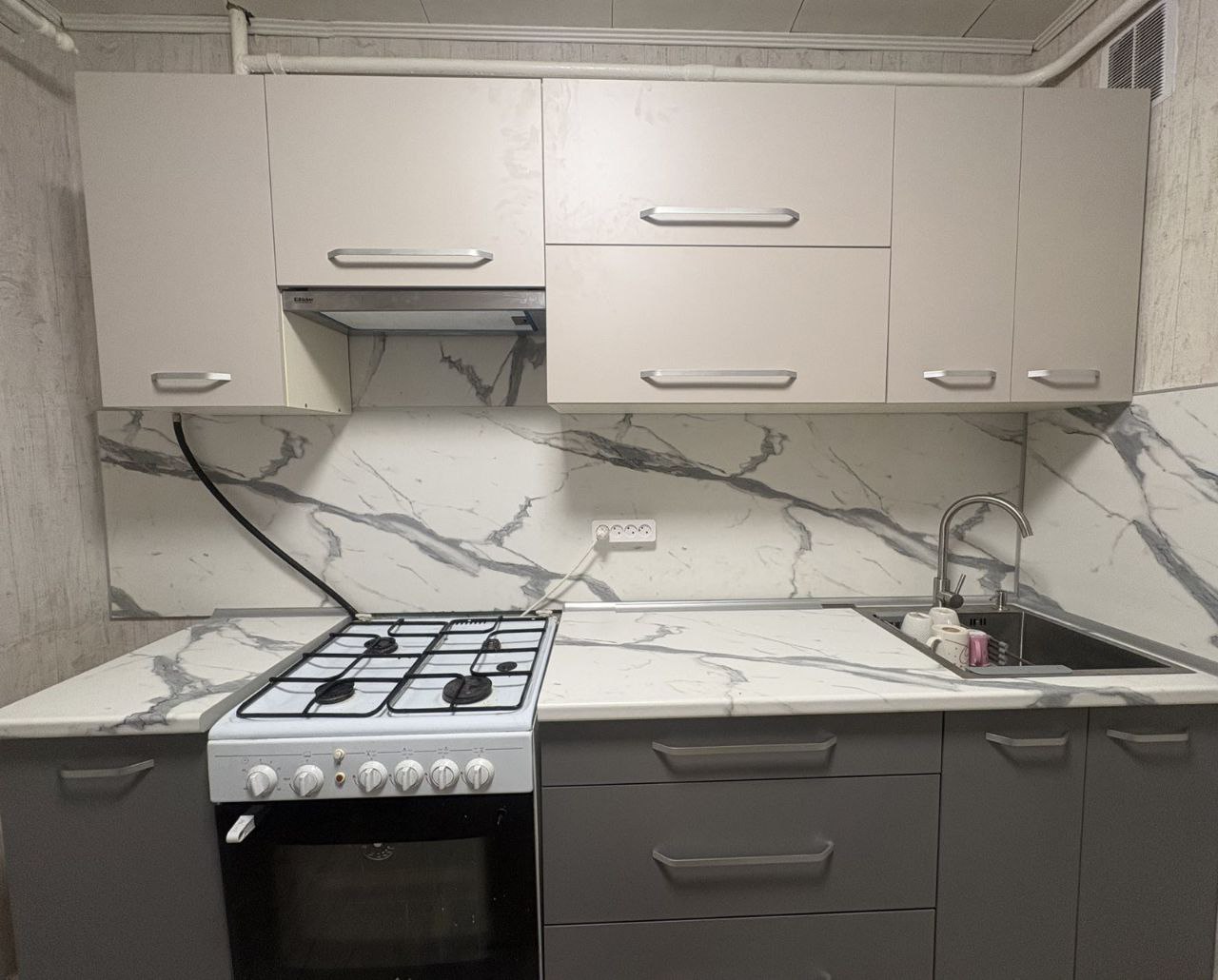 Прямая кухня Экзотика 2,4 метра (серый кашемир/серый пыльный)