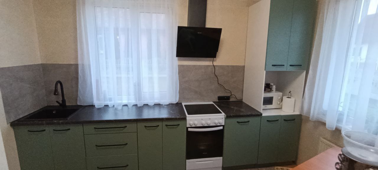 Прямая кухня Гармония 3 метра (зелёный самшит)