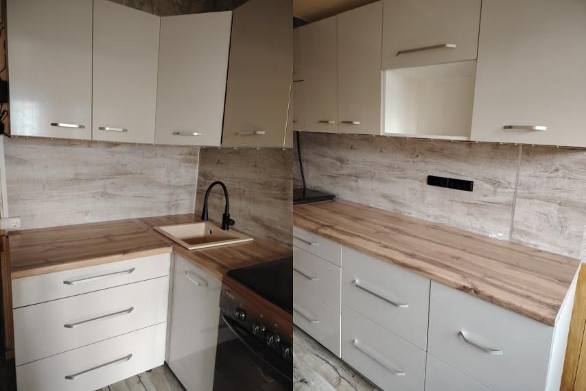 Угловая кухня Городской минимализм 4,8 метра (белый форфоровый оникс)