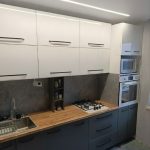 Прямая кухня Ренессанс 2,7 метра (белый глянец/серый шторм матовый)