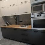 Прямая кухня Ренессанс 2,7 метра (белый глянец/серый шторм матовый)