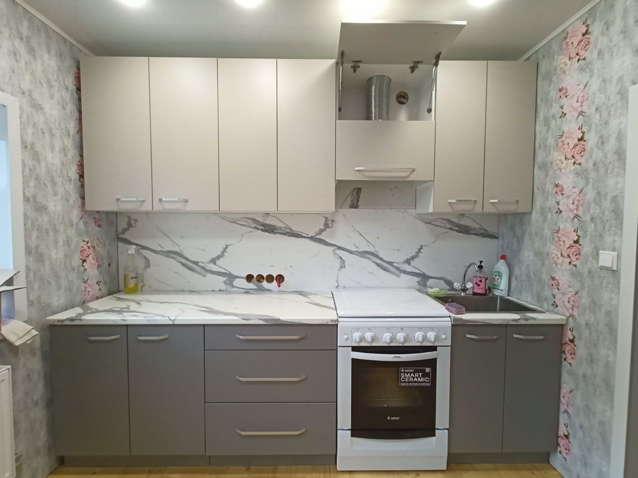 Прямая кухня Веста 2,7 метра (серый кашемир/серый пыльный)