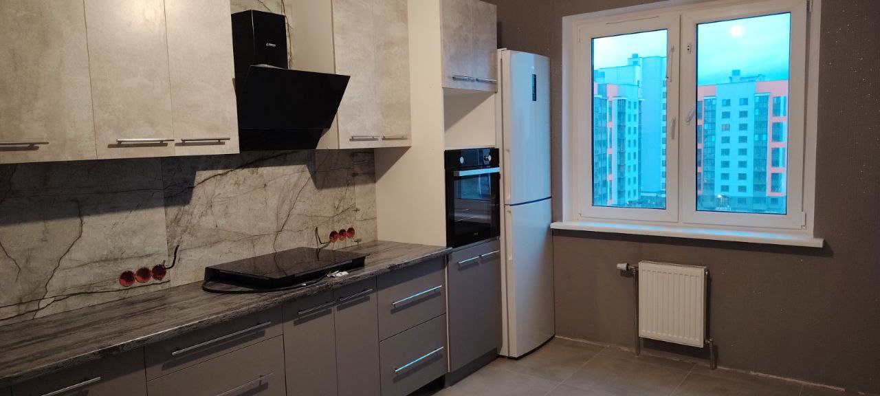 Прямая кухня ЭкоЛофт 3,2 метра (бетон спаркс лайт/серый пыльный)