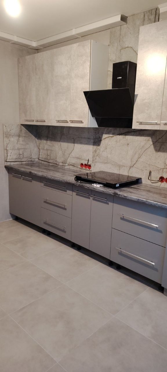 Прямая кухня ЭкоЛофт 3,2 метра (бетон спаркс лайт/серый пыльный)