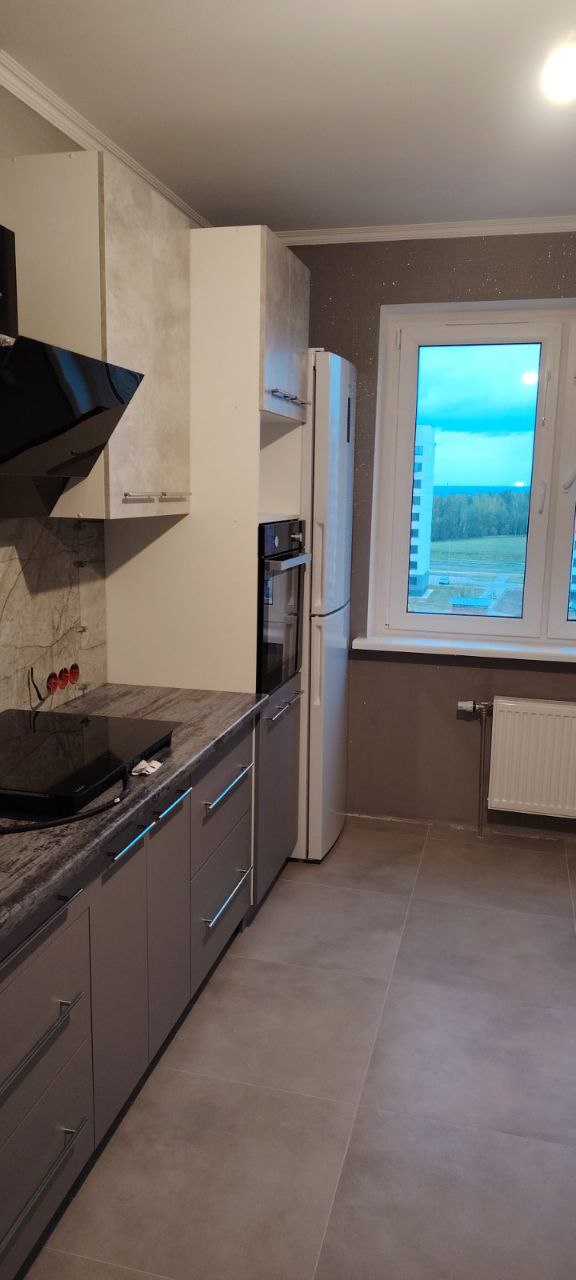 Прямая кухня ЭкоЛофт 3,2 метра (бетон спаркс лайт/серый пыльный)