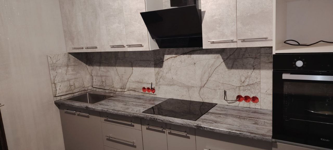 Прямая кухня ЭкоЛофт 3,2 метра (бетон спаркс лайт/серый пыльный)