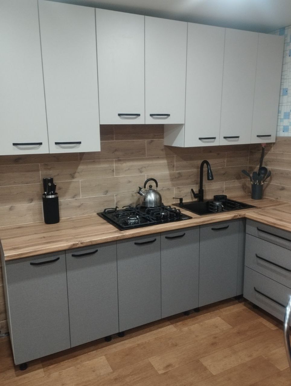 Угловая кухня Сказка 3,6 метра (кашемир серый/лен антрацид)